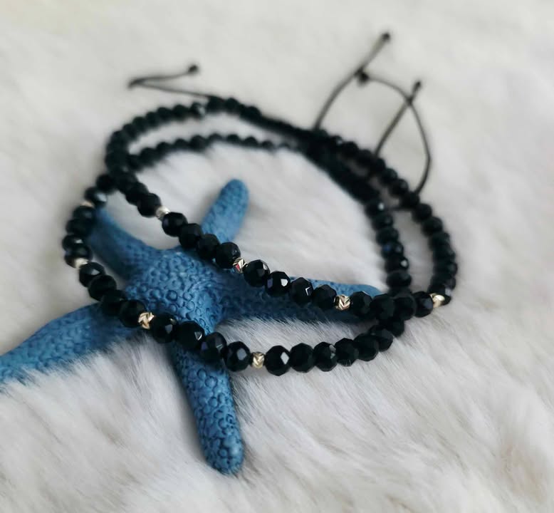 Set Adult - 14k Gold Balls , Black beads