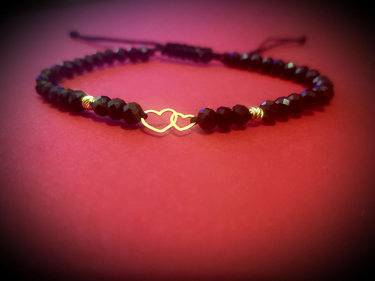 Two Hearts Gold 14K - Black Crystal