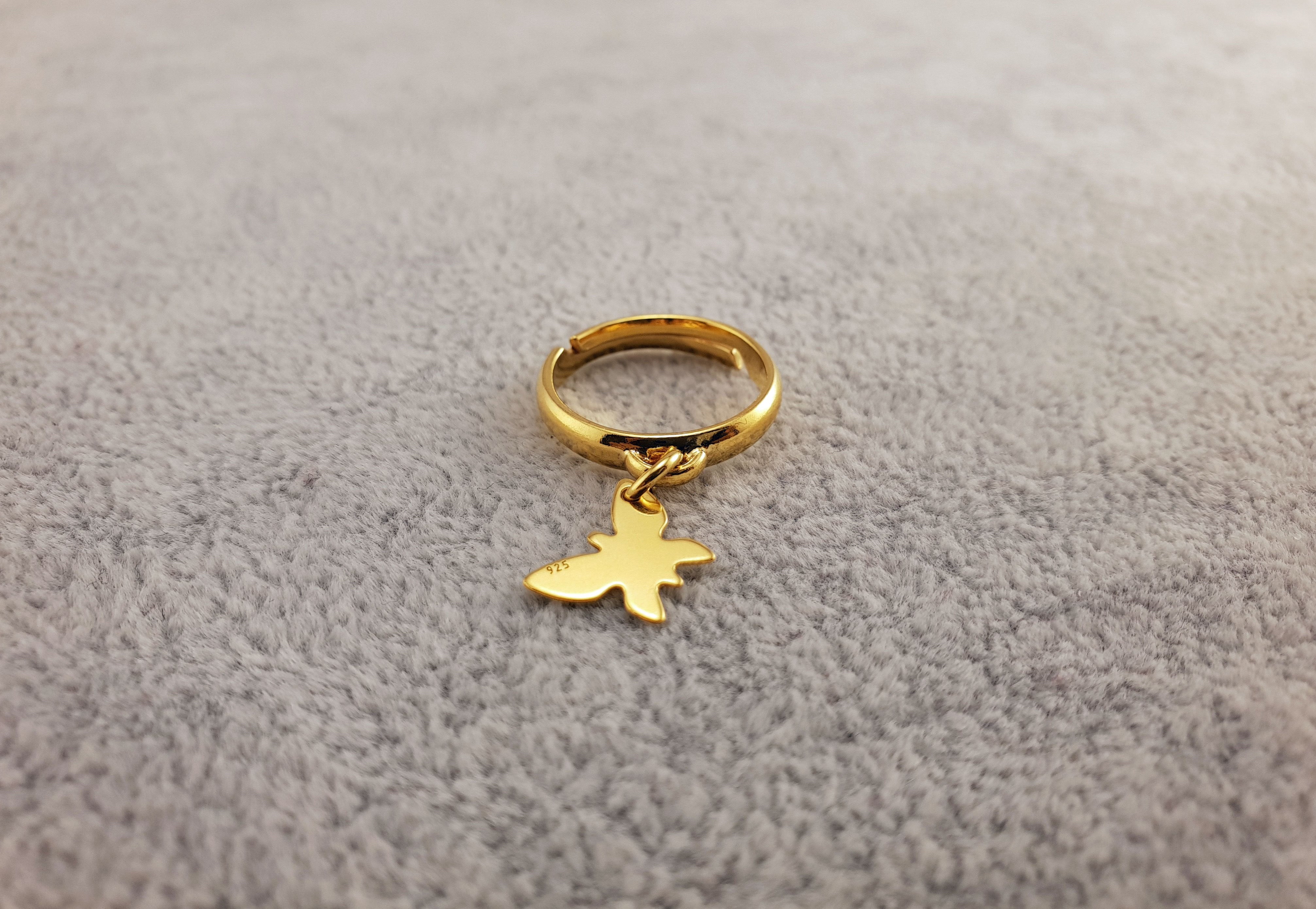 GOLD PLATED 24K RING - BUTTERFLY - By Janine Jewellery