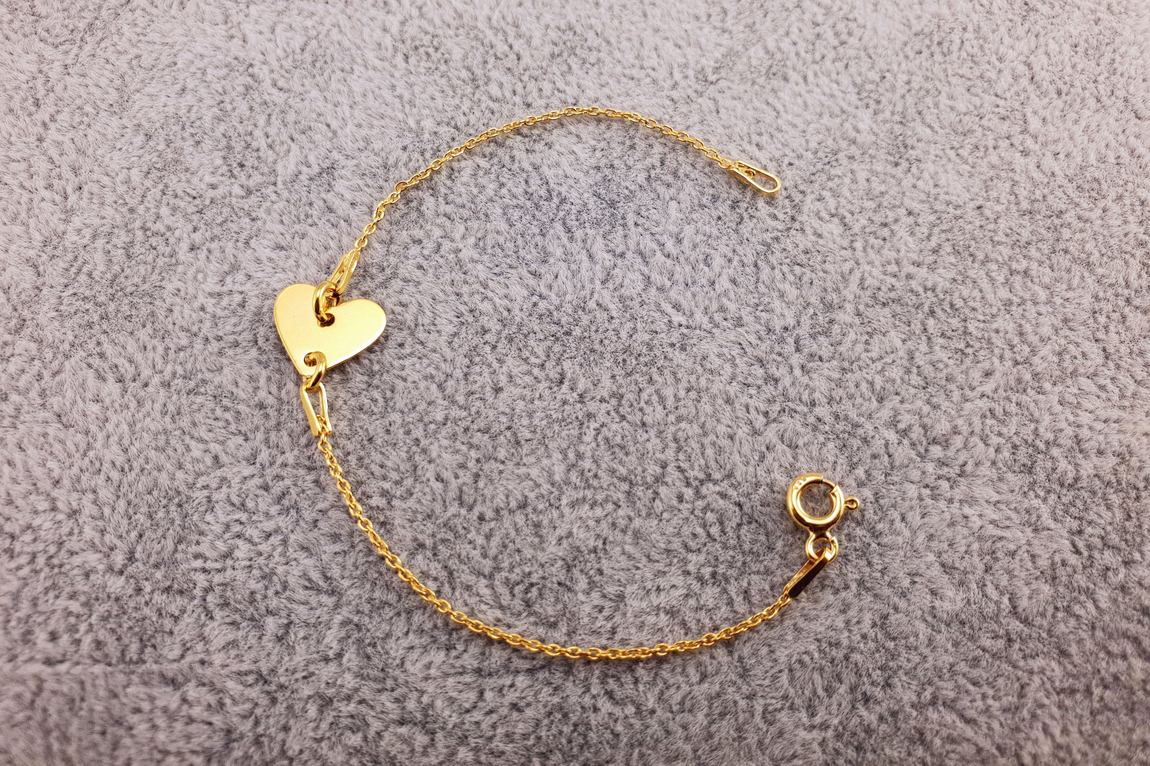 GOLD PLATED 24K BRACELET - HEART - By Janine Jewellery