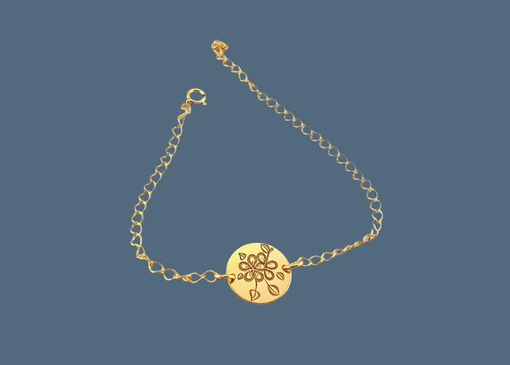 GOLD PLATED 24K BRACELET - FLOWER COIN - By Janine Jewellery