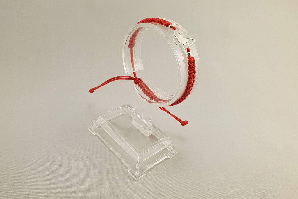 Woven Bracelet - 925 SILVER BUTTERFLY 2 | RED - By Janine Jewellery