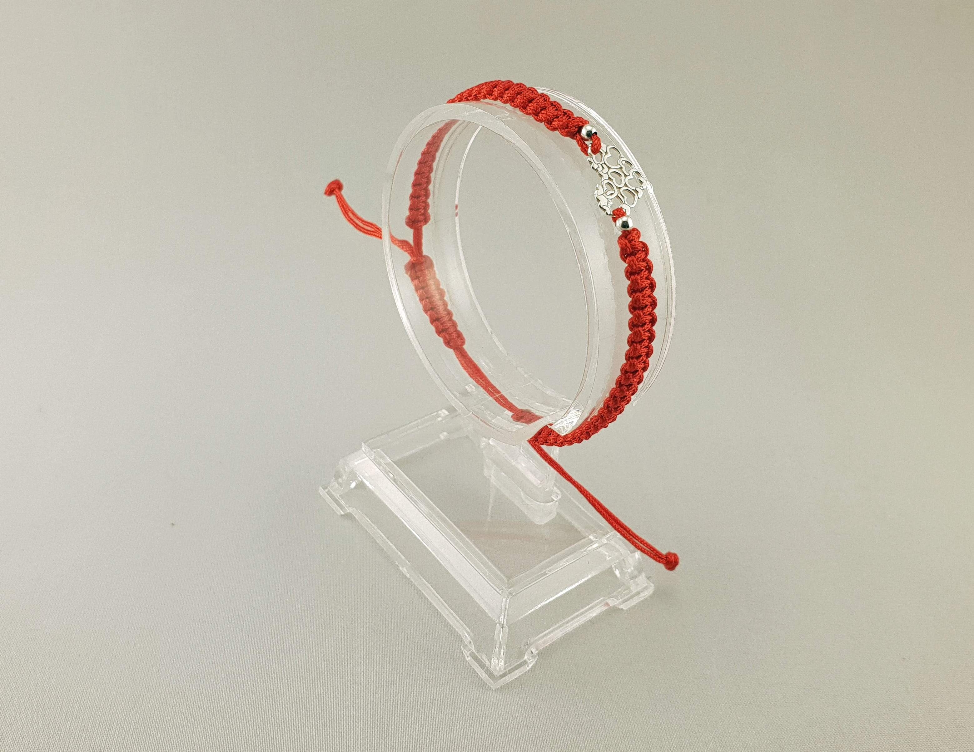 Woven Bracelet - 925 SILVER LITTLE HEARTS | RED - By Janine Jewellery