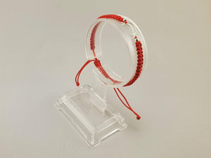 Woven Bracelet - 925 SILVER HALF-MOON | RED - By Janine Jewellery