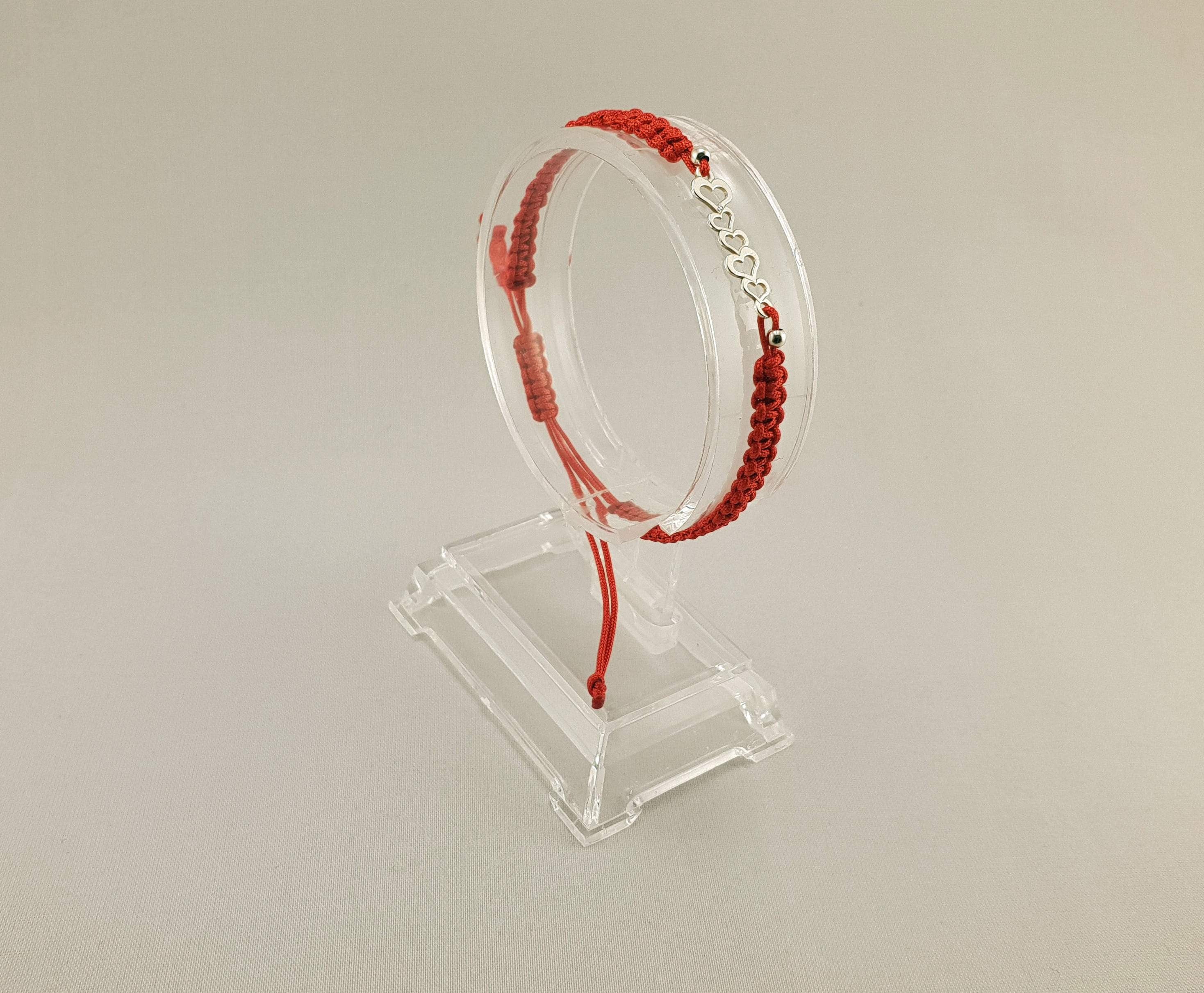 Woven Bracelet - HEARTS IN A ROW | RED - By Janine Jewellery