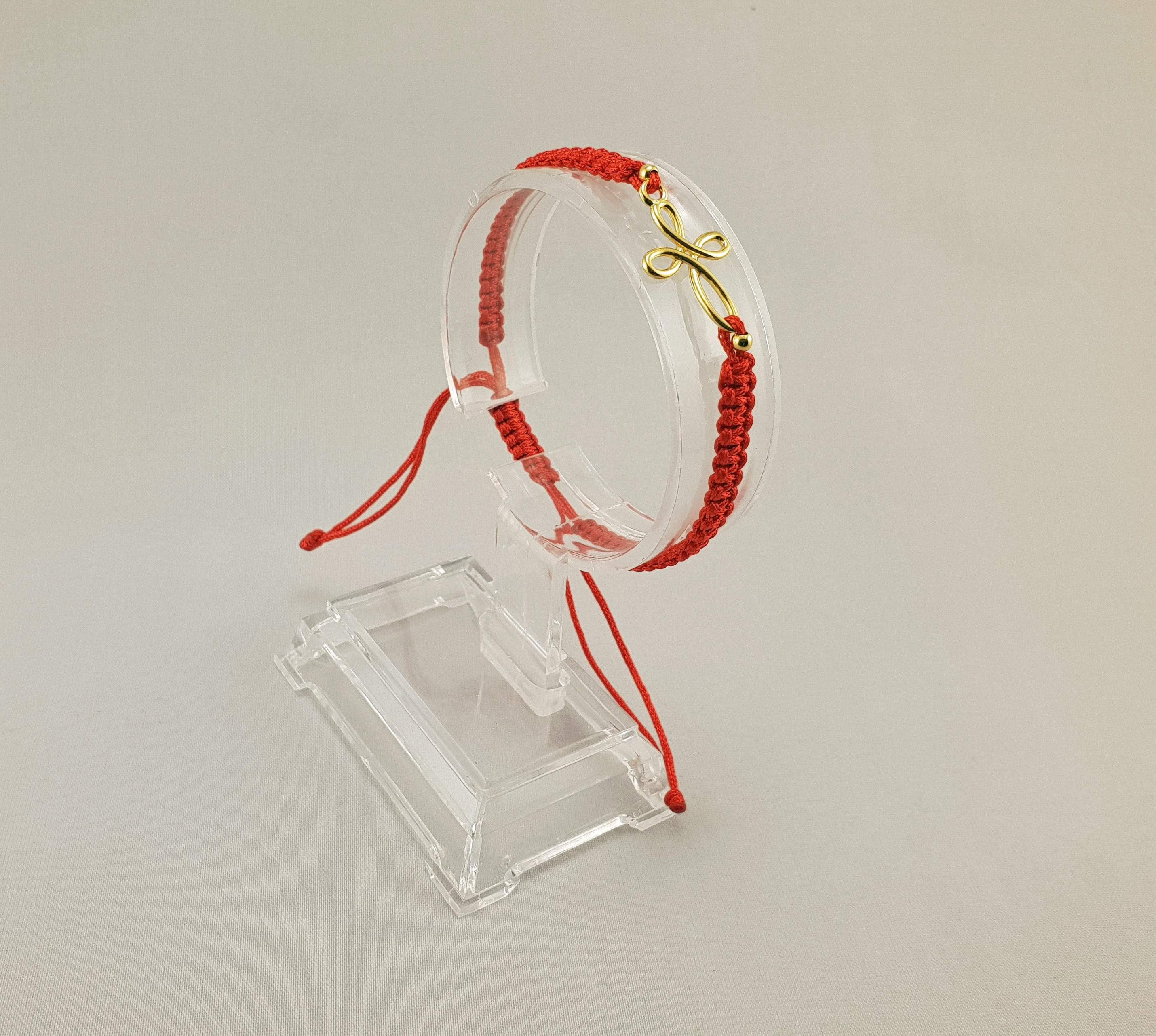Woven Bracelet - ROUND CROSS | RED - By Janine Jewellery