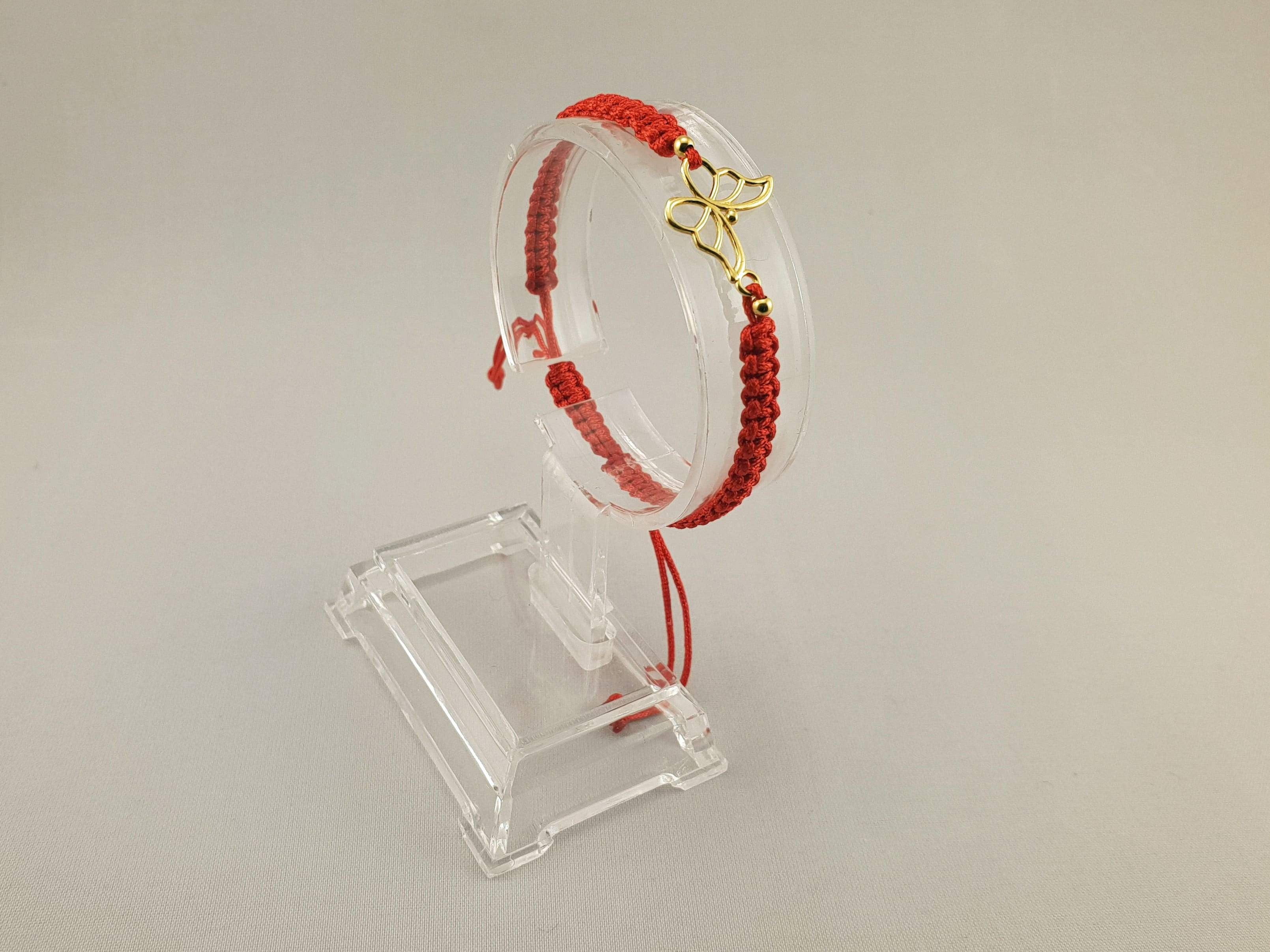 Woven Bracelet - GOLD PLATED 24K BUTTERFLY 2 | RED - By Janine Jewellery