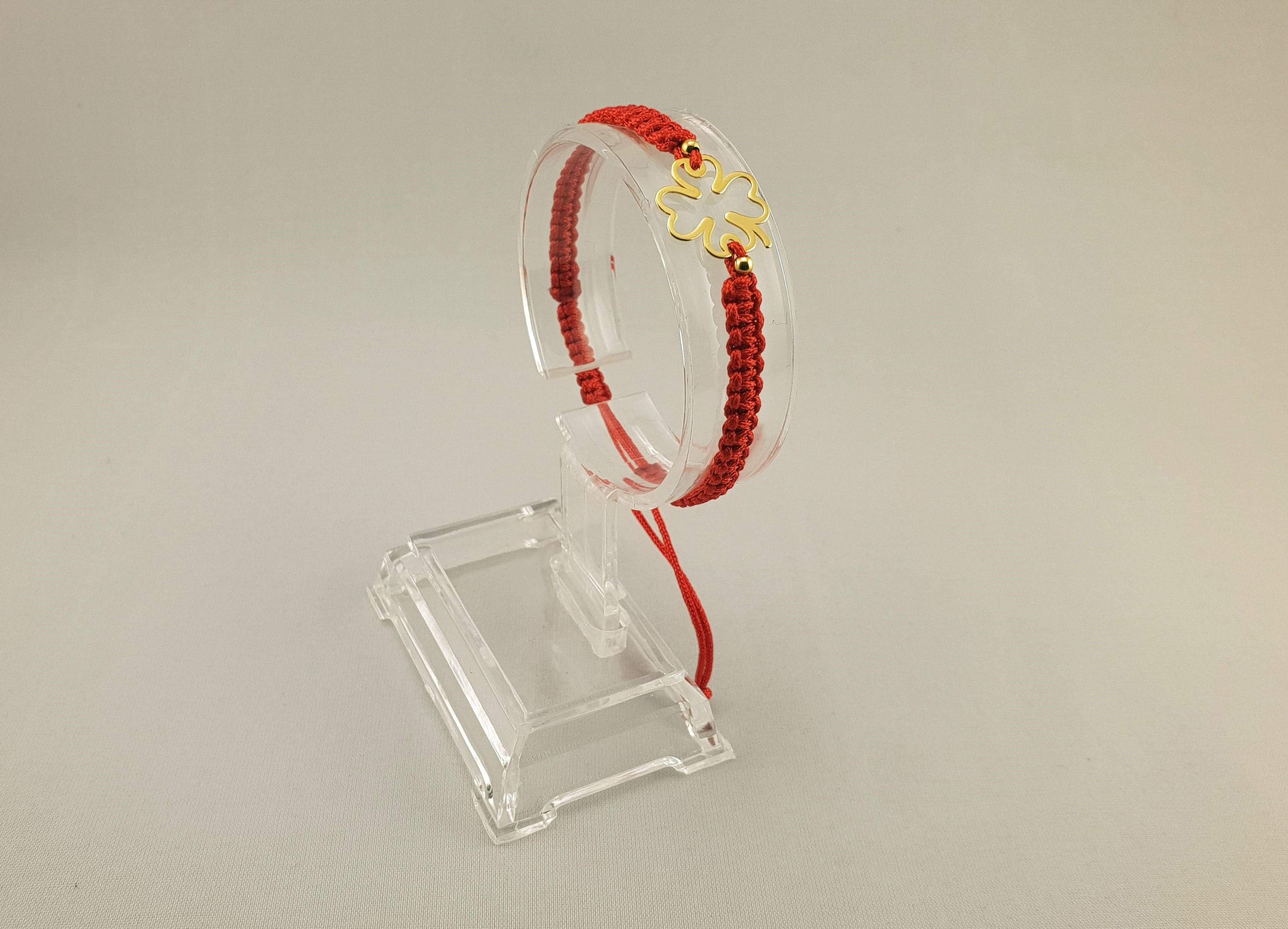Woven Bracelet - LOVELY CLOVER 2 | RED - By Janine Jewellery