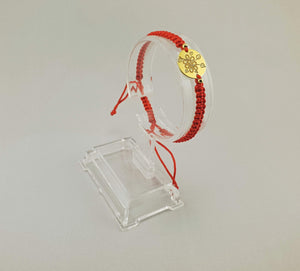 Woven Bracelet - FLOWER COIN | RED - By Janine Jewellery