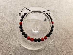 Agate beads - Matte Black and Red - By Janine Jewellery