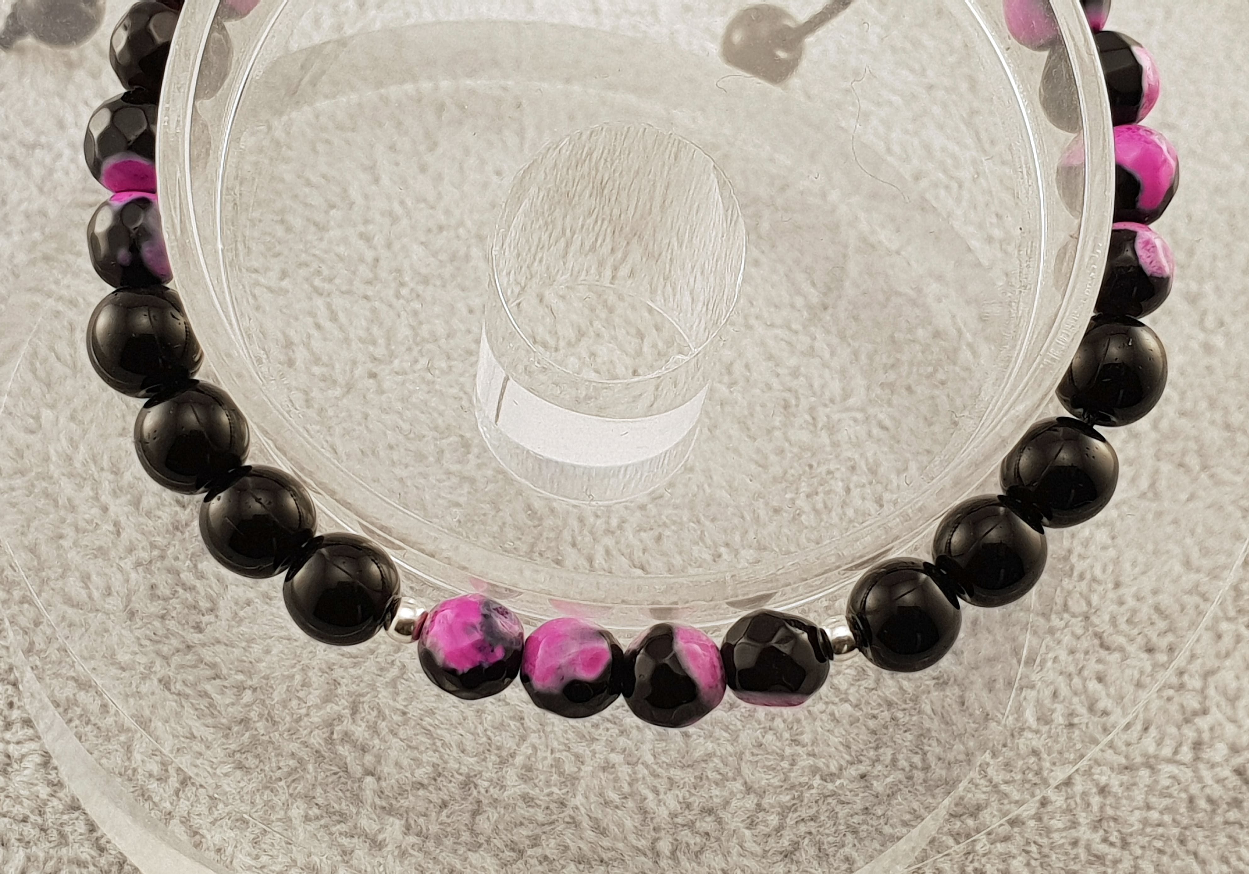 Agate beads - Black and Matte Violet - By Janine Jewellery
