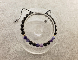 Agate beads - Black and Violet - By Janine Jewellery