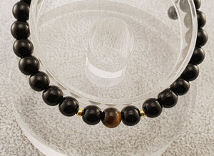 Agate beads - Black and Tiger Eye - By Janine Jewellery