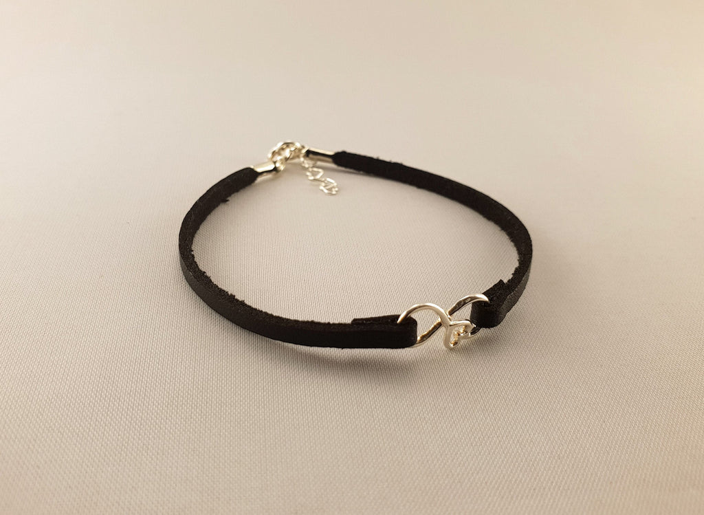 Leather Bracelet - Infinity Silver Heart - By Janine Jewellery