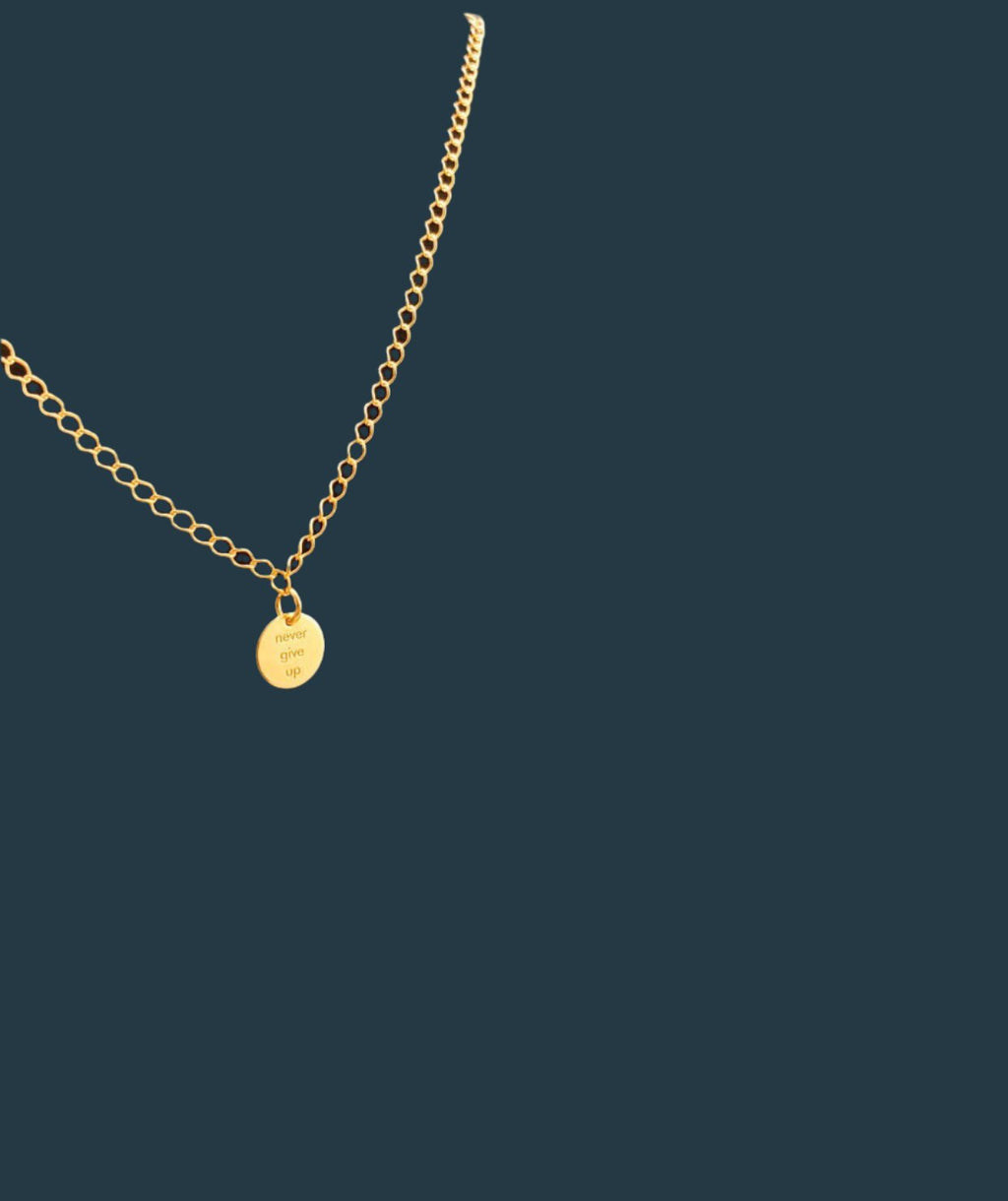 GOLD PLATED 24K NECKLACE - NEVER GIVE UP - By Janine Jewellery